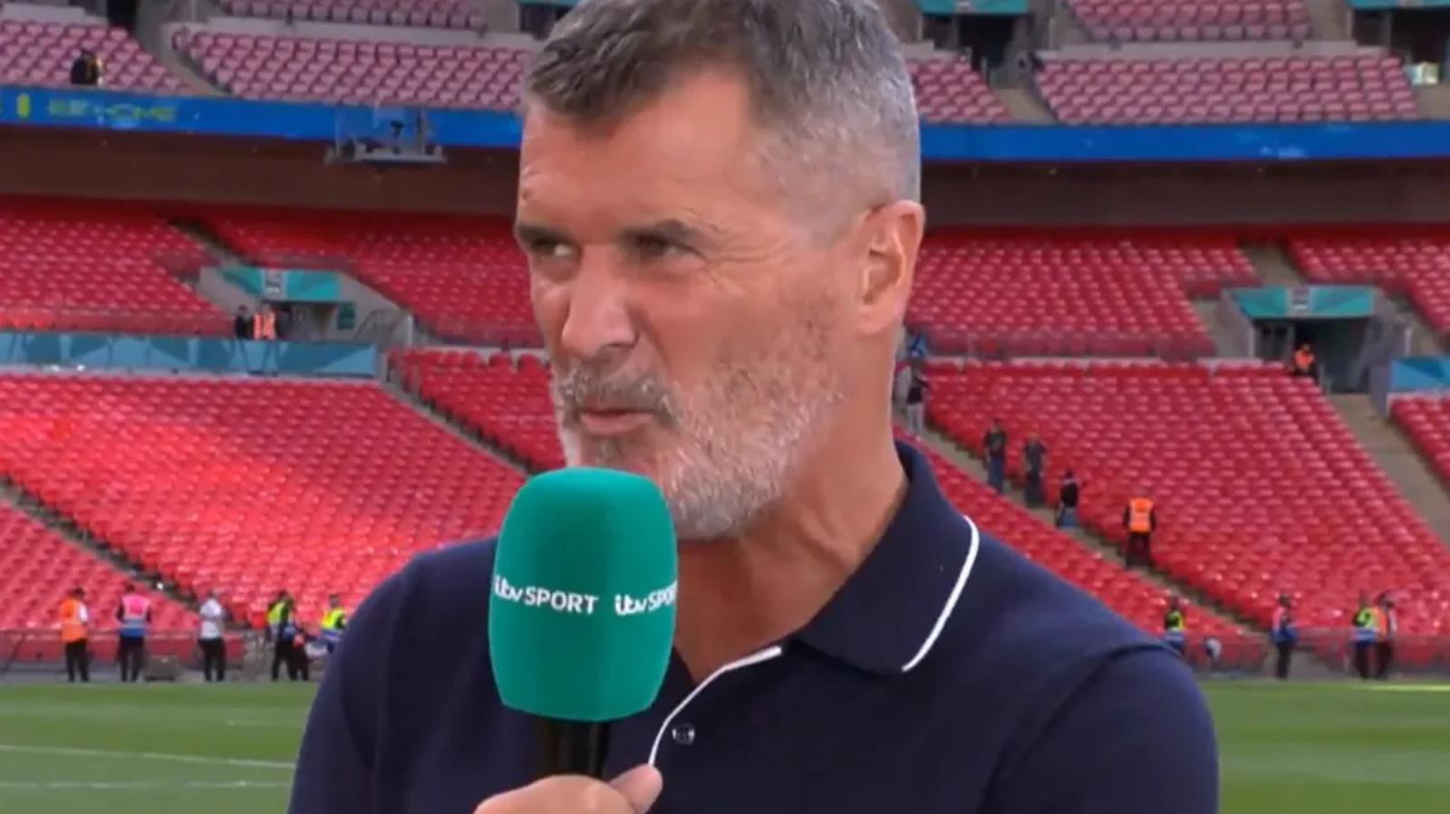 Huyền thoại Roy Keane trong vai trò bình luận viên tại ITV cho trận Siêu cúp Anh 2024