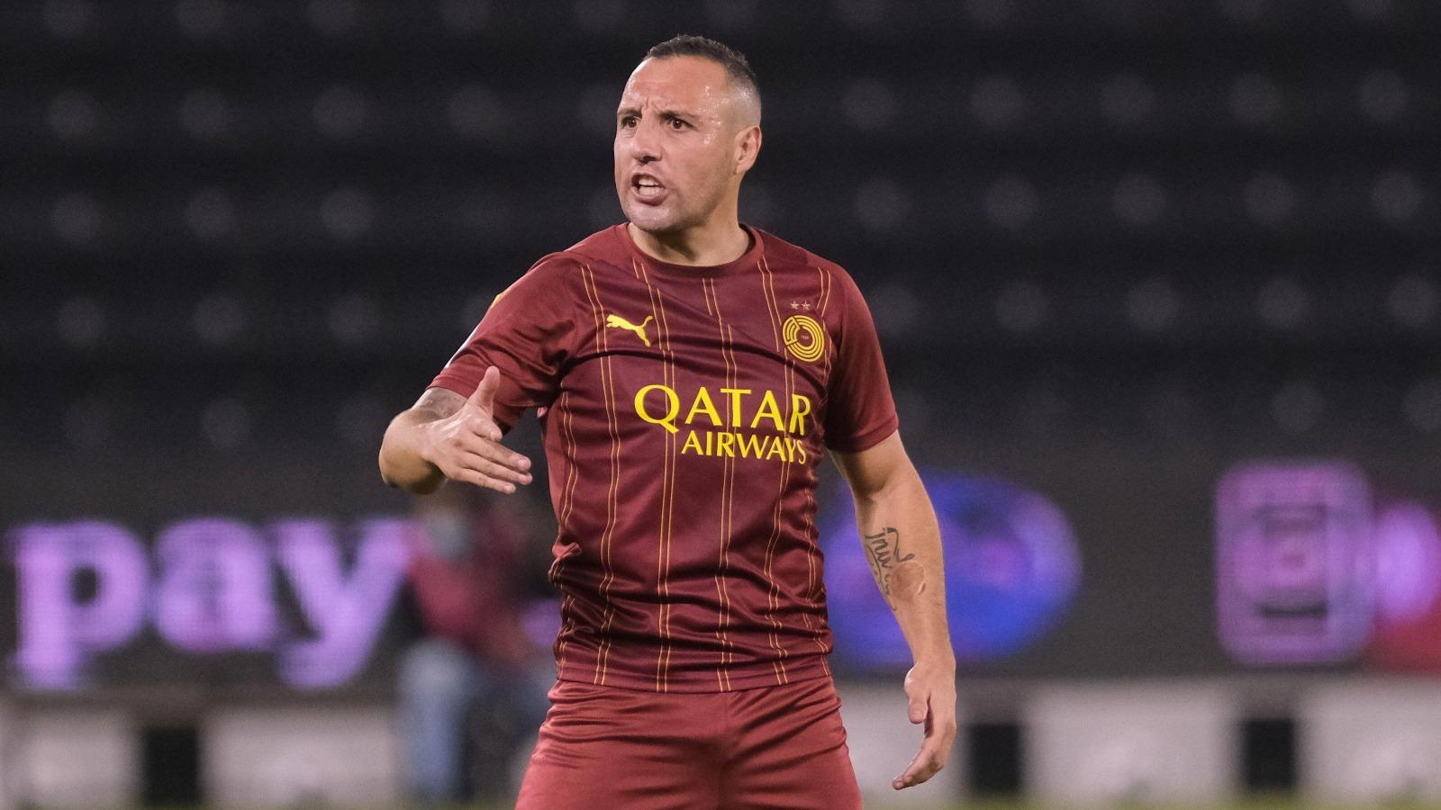 Santi Cazorla (19) of Al Sadd reacts during the QNB Stars League match between Al Gharafa and Al Sadd on 5 February, 2022 at the Jassim Bin Hamad Stadium in Doha, Qatar.