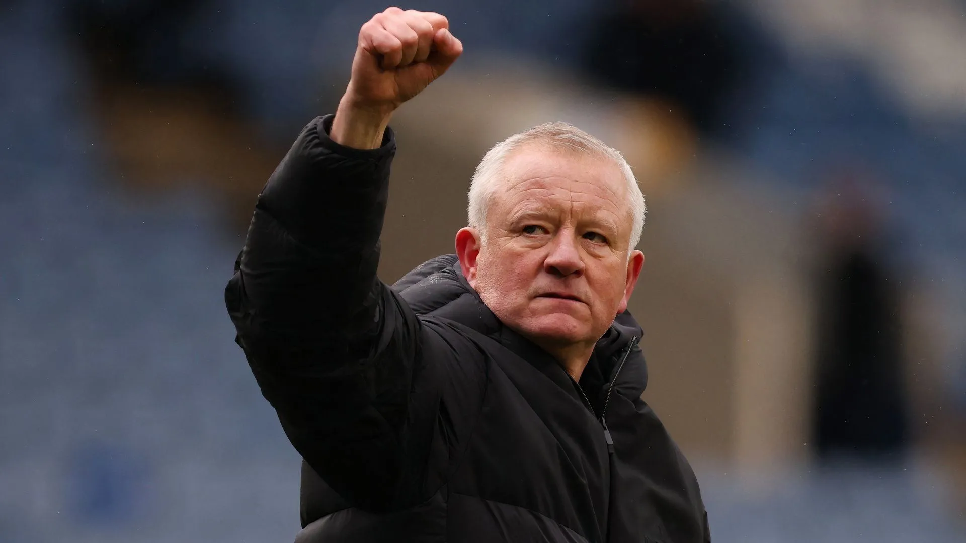 HLV Chris Wilder của Sheffield United ăn mừng chiến thắng