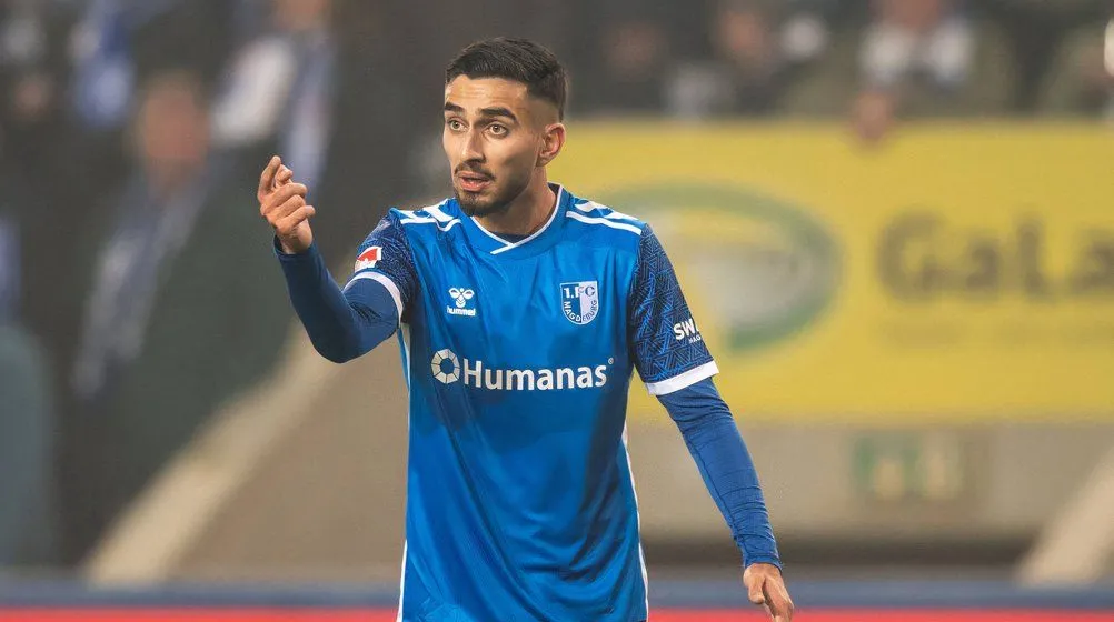 Livan Burcu, tiền vệ cánh 20 tuổi của Union Berlin thi đấu cho Magdeburg theo dạng cho mượn, một mục tiêu tiềm năng của Derby County