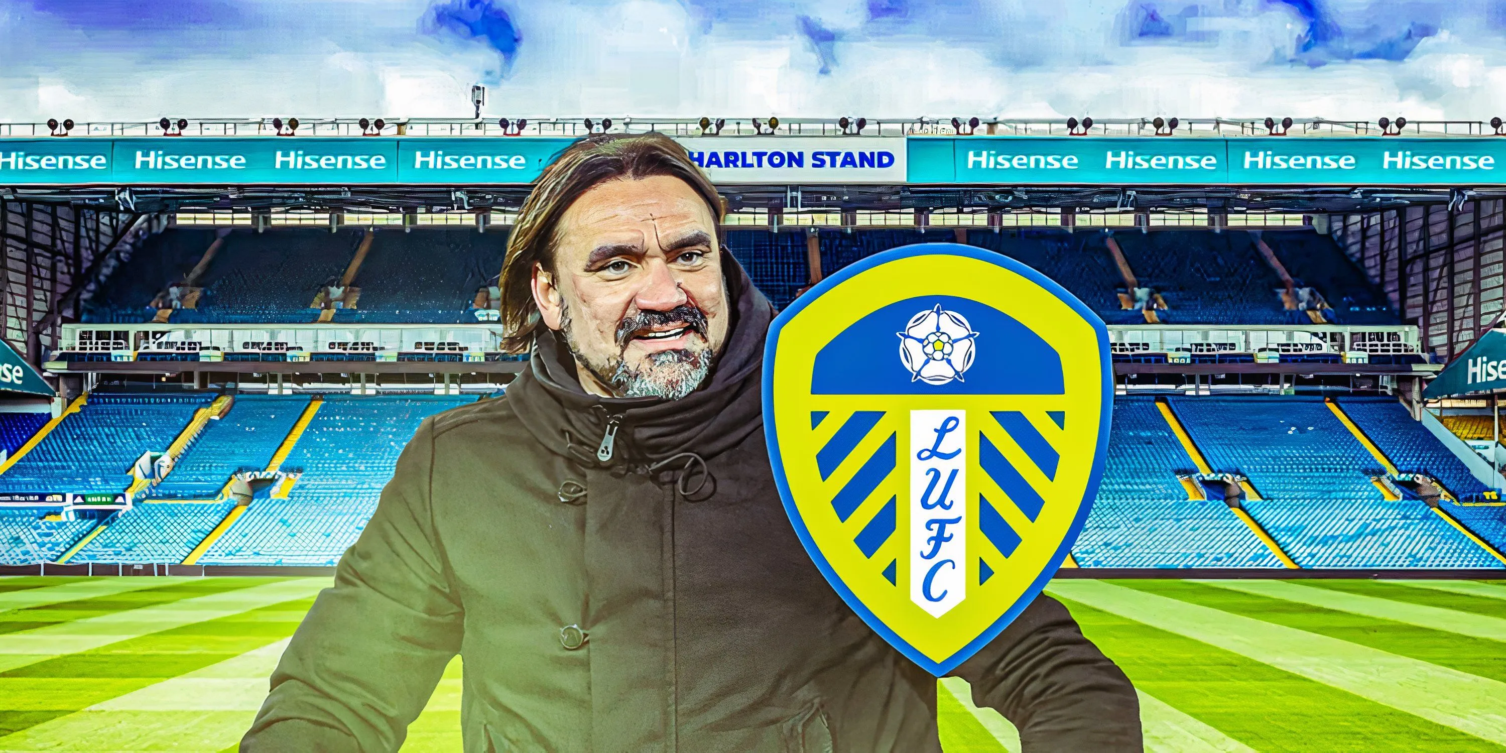 HLV Daniel Farke tại sân vận động Elland Road của Leeds United sau khi thăng hạng