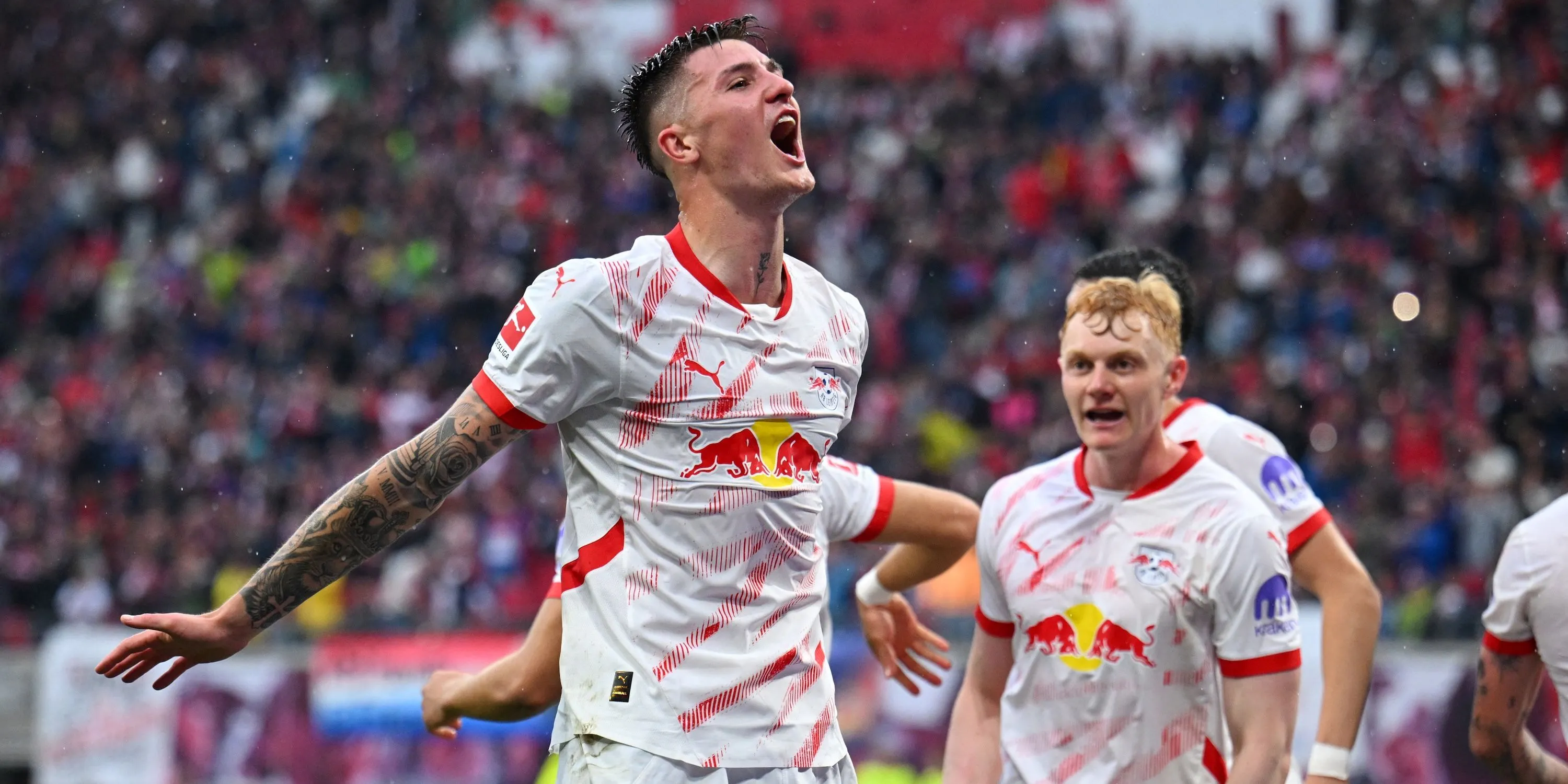 Cầu thủ RB Leipzig Benjamin Sesko trong trận đấu, một mục tiêu khó đạt được của Newcastle