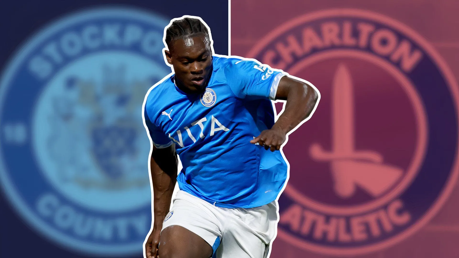 Tiền đạo Isaac Olaofe trong màu áo Stockport County, sắp chuyển đến Charlton Athletic